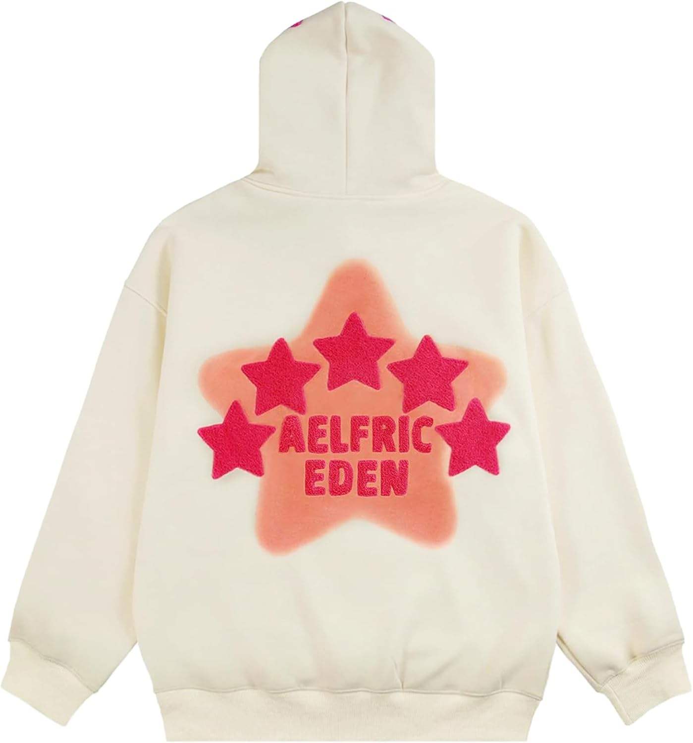 Aelfric Eden Star Graphic Oversized Hoodie – Cream Y2K Streetwear Pullover