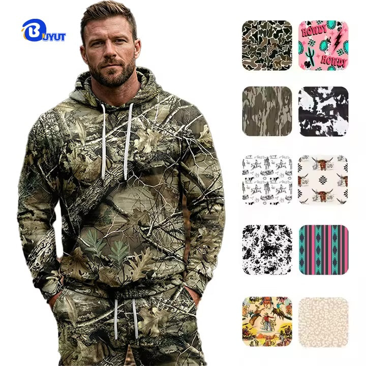 OEM Custom Wholesale 100% Polyester Fleece 250gsm All Over Print Pullover Thick Oversized Camouflage Real Tree Camo Hoodie