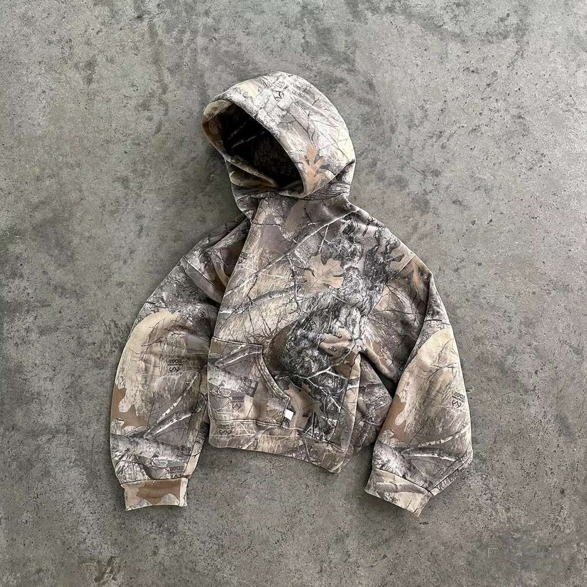 Men's 100%Cotton Pullover Cropped Hoodie Men Custom Digital DTG Woobie Real Tree Printed Pullover Oversized Hunting Camo Knitted