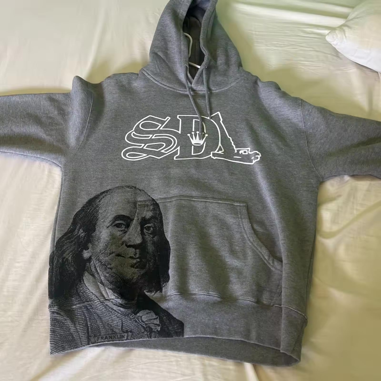 Streetwear Acid Washed SDL men's hoodies Puff Printing Oversize Men Hoodie Designer Pullover Heavyweight rhinestone SDL Hoodies