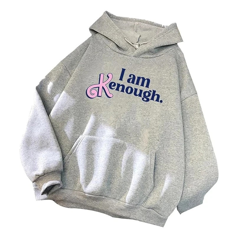 I Am Kenough Print Hoodie Autumn Women Casual Loose Hoodies