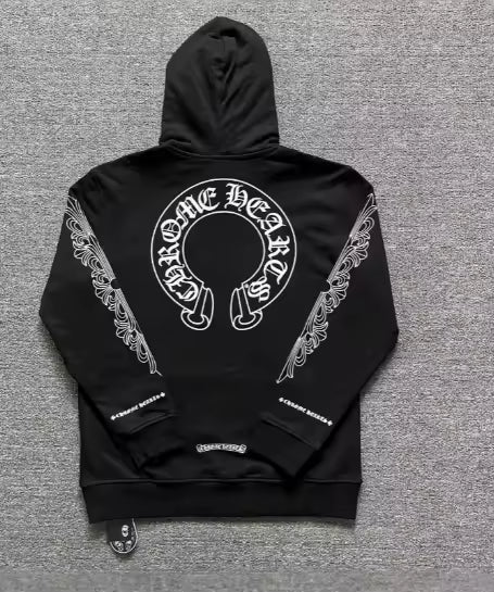 Chrome Hearts Hoodie - Black Zipper Sweatshirt
