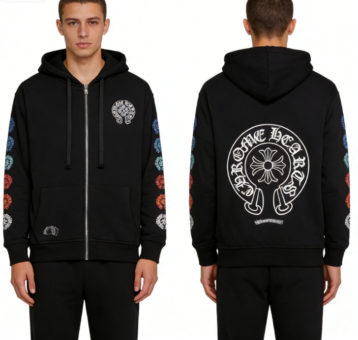 Chrome Hearts Hoodie - Black Zipper Sweatshirt