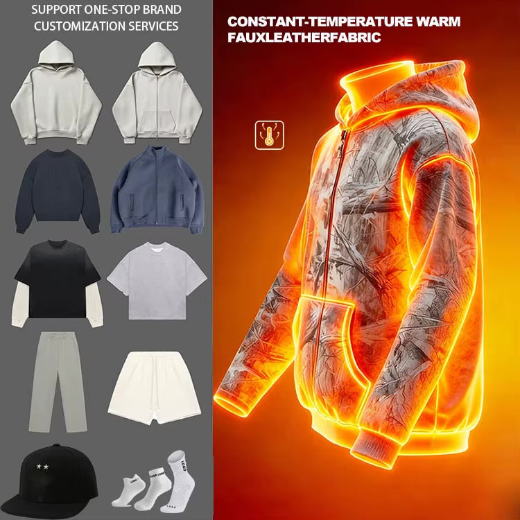 Clothing Manufacturer Custom Streetwear All Over Digital Camouflage Zipper Hoodie Heat-Transfer Camo Men's Hooded Sweatshirt