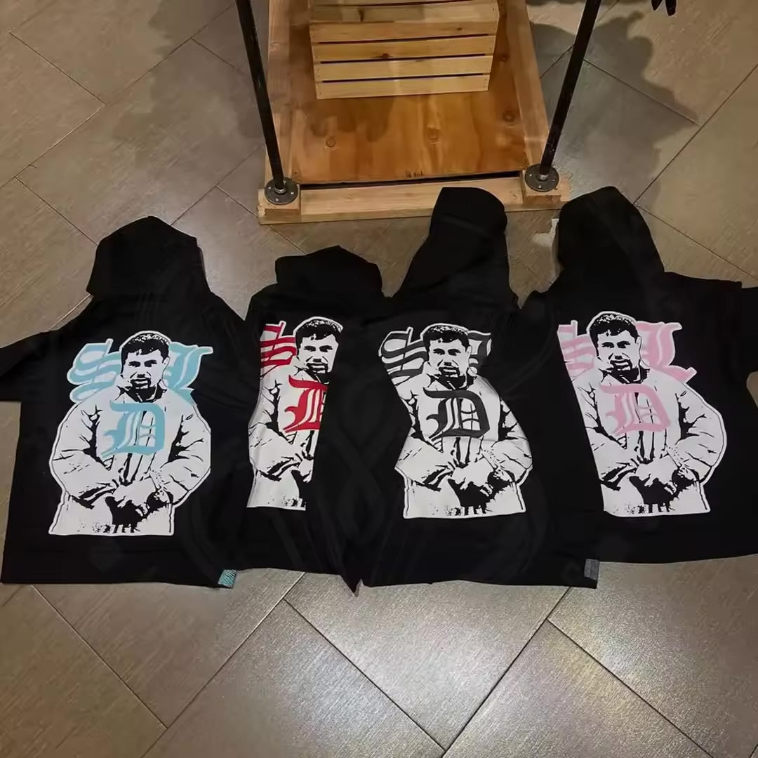 Streetwear Acid Washed SDL men's hoodies Puff Printing Oversize Men Hoodie Designer Pullover Heavyweight rhinestone SDL Hoodies