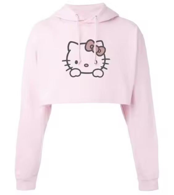 Latest Designs of Women Breathable Cotton Crop Top Hoodies Drop Shoulder Korean Style Anti-pilling Hoodies for Woman