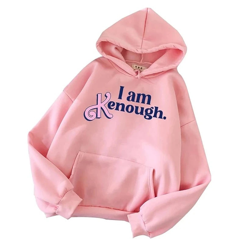 I Am Kenough Print Hoodie Autumn Women Casual Loose Hoodies
