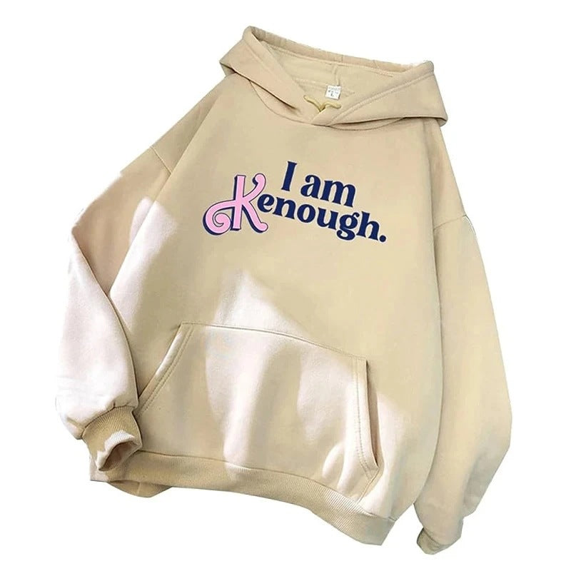 I Am Kenough Print Hoodie Autumn Women Casual Loose Hoodies